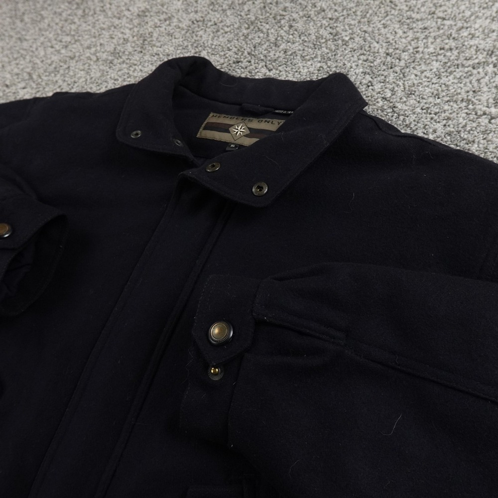 Members‎ Only Jacket Mens XL Blue Wool Blend Heavy Bomber Car Coat Snap Front